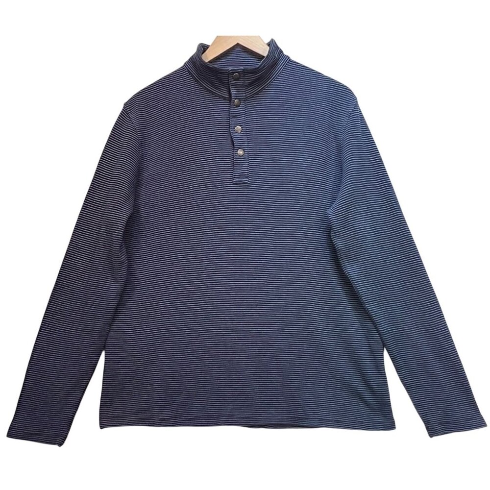 Michael Kors Men's 1/4 Button Pullover Sweater Mock Neck Stretch Size XL Blue